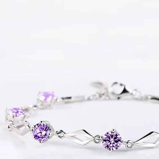 Silver 925 Jewelry Bracelets for Women Trendy Amethyst 925 Sterling Silver Bracelet Charm Women Wedding Bracelet Gift